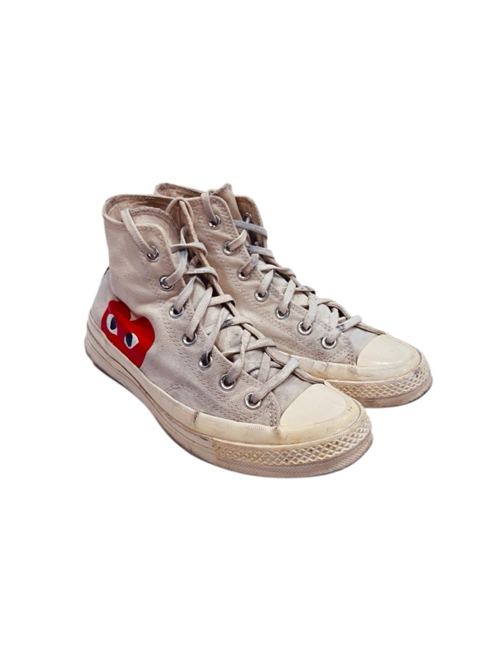 Comme des Garçons PLAY Beige High-Top Converse Chuck Taylor 8 - Picture 4 of 7